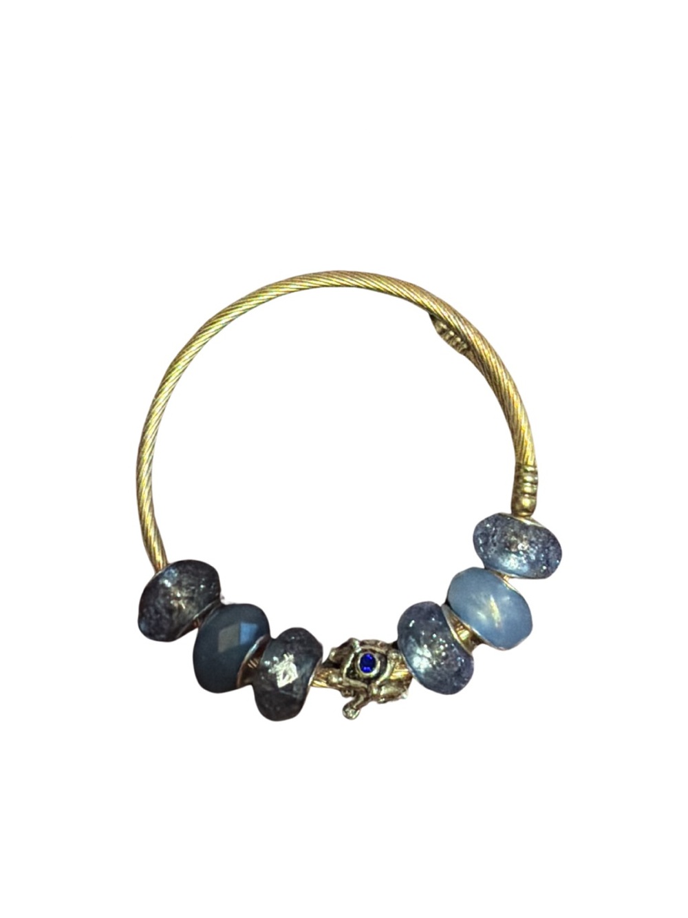 Gold-Tone Bracelet with Blue Glass Beads